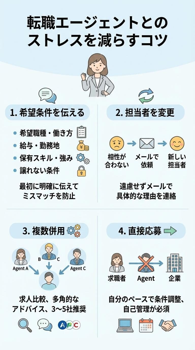 転職エージェントとのストレスを減らすコツ